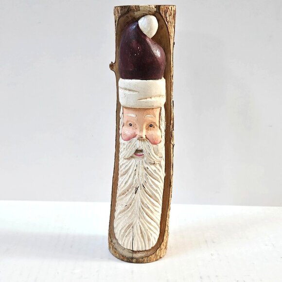 Santa Hand Carved Wood Sculpture Christmas Figurine Statue Rustic Folk Art 10" - Picture 3 of 8
